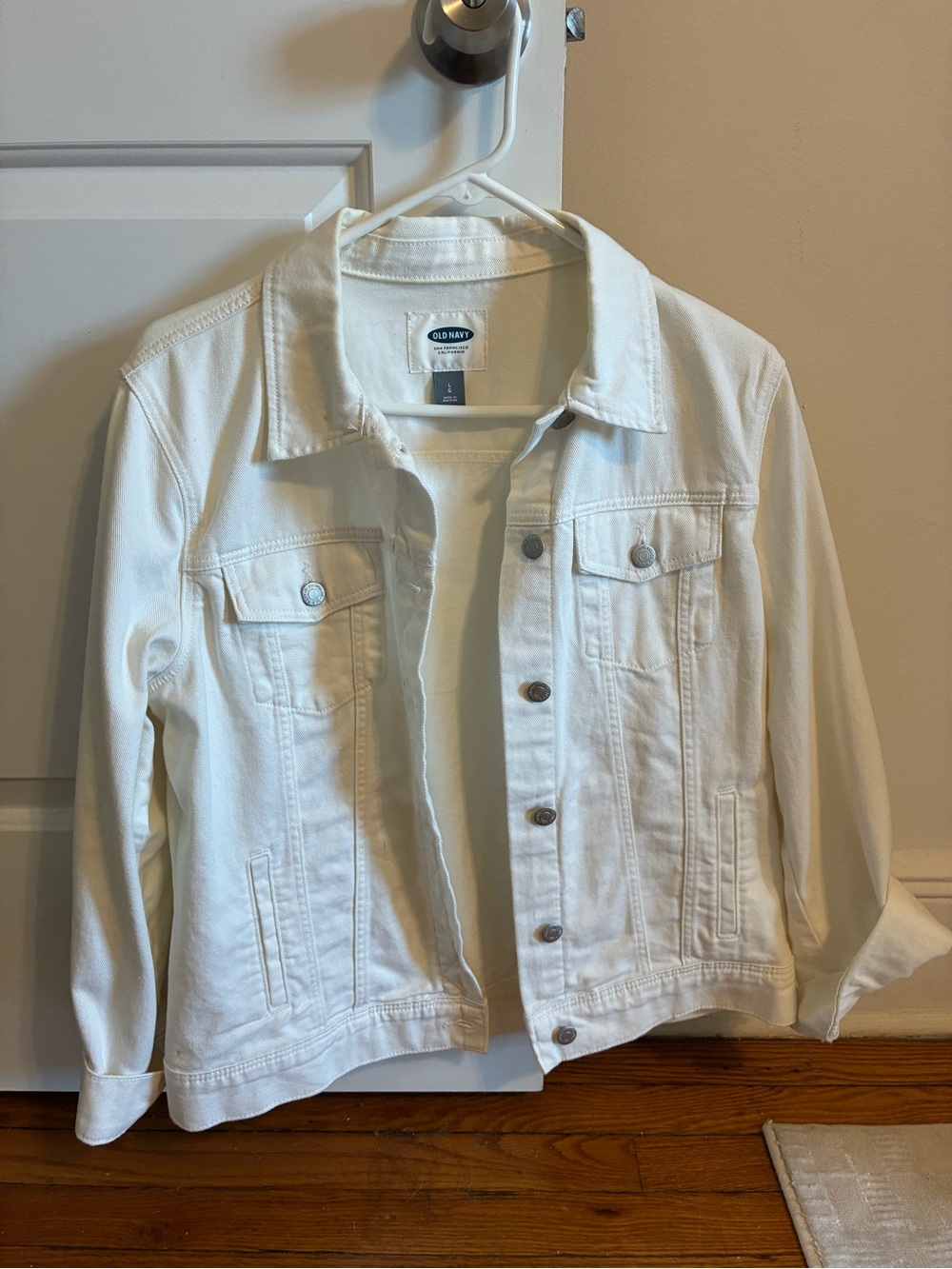 Old Navy White Denim Jean Jacket - Classic Button-Front